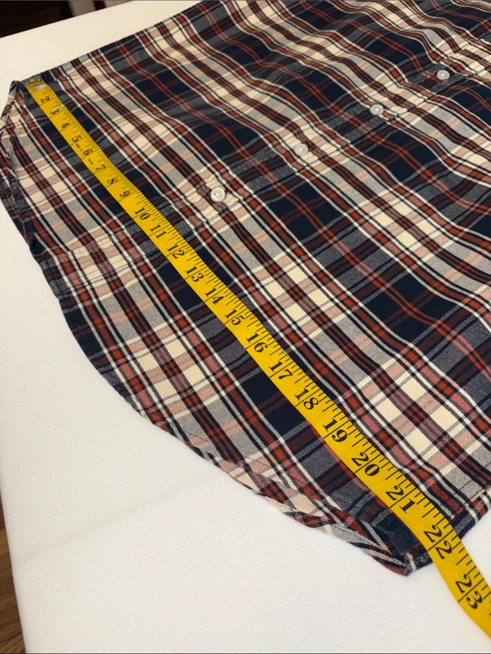 J. Crew Mercantile Flex Navy and White Plaid Button-Down Shirt long sleeves Sz L